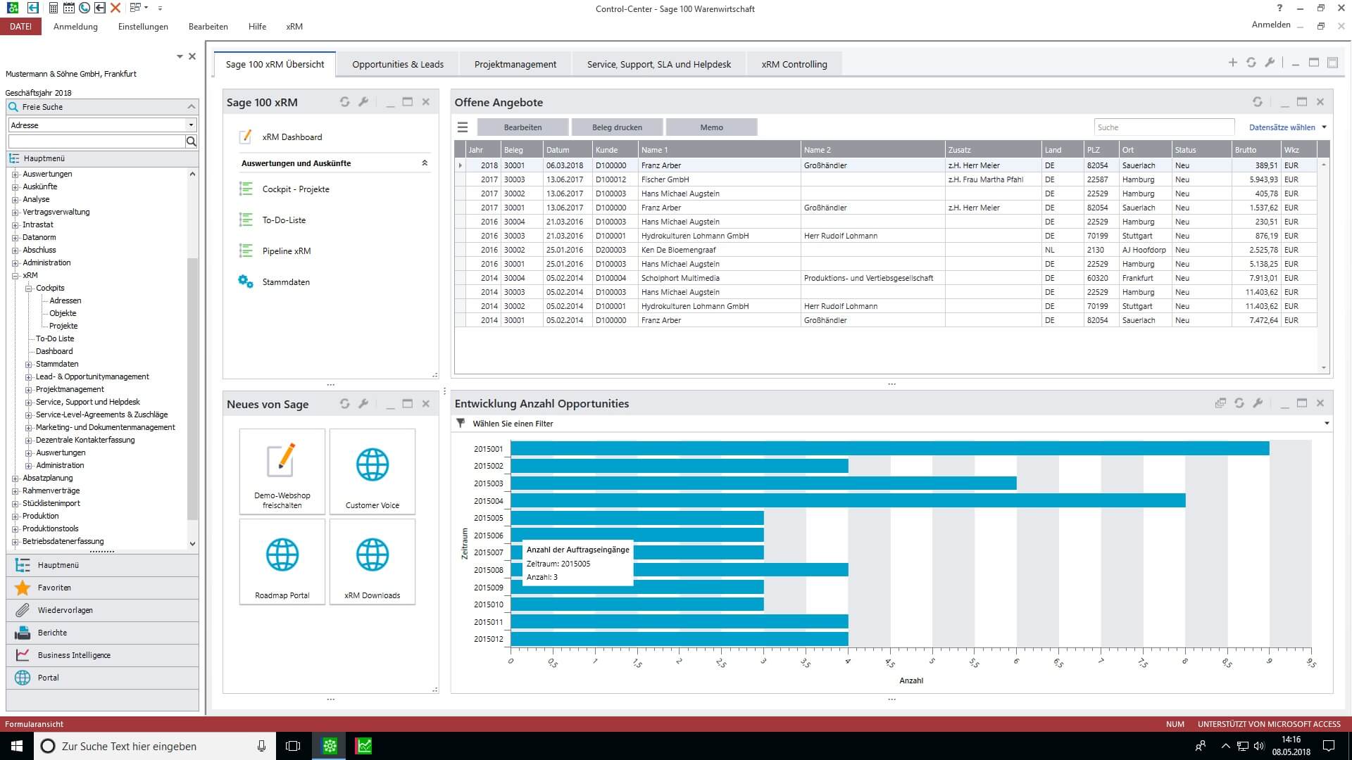 Sage 100 xRM Dashboard