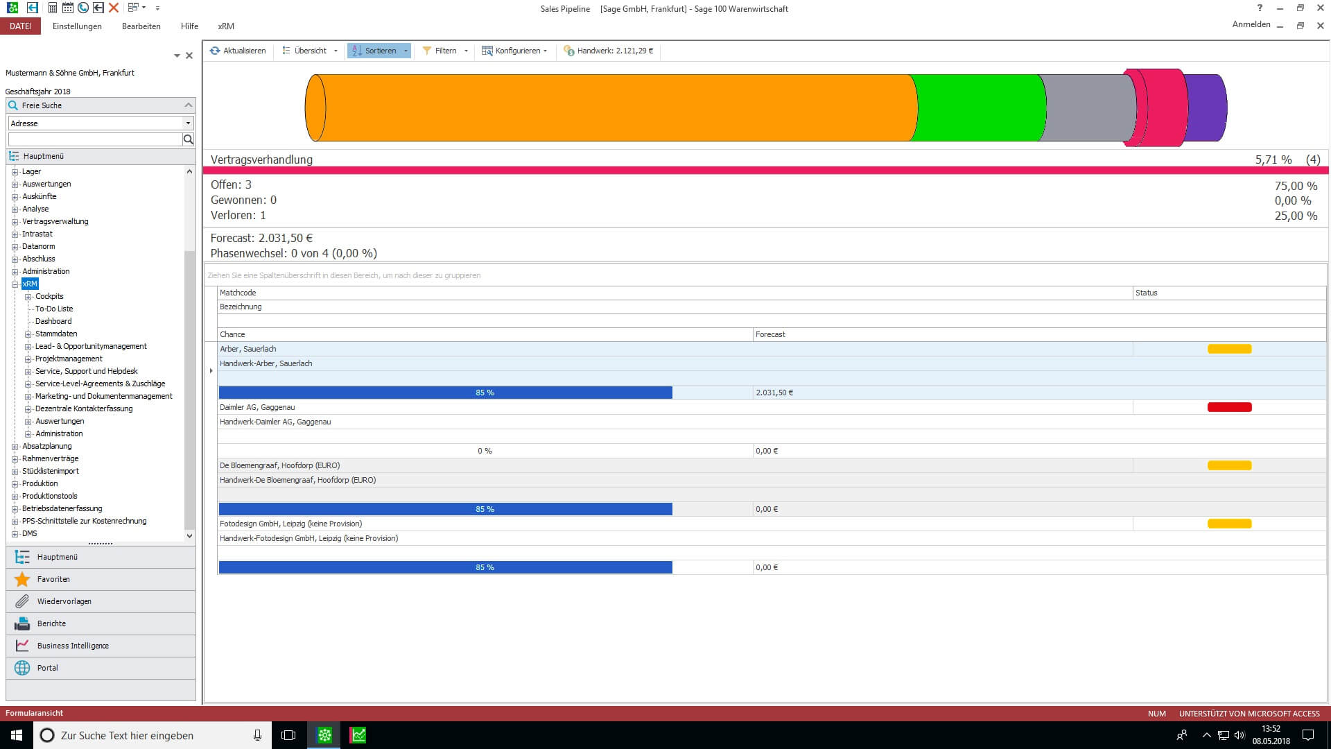Sage 100 xRM Pipeline Details