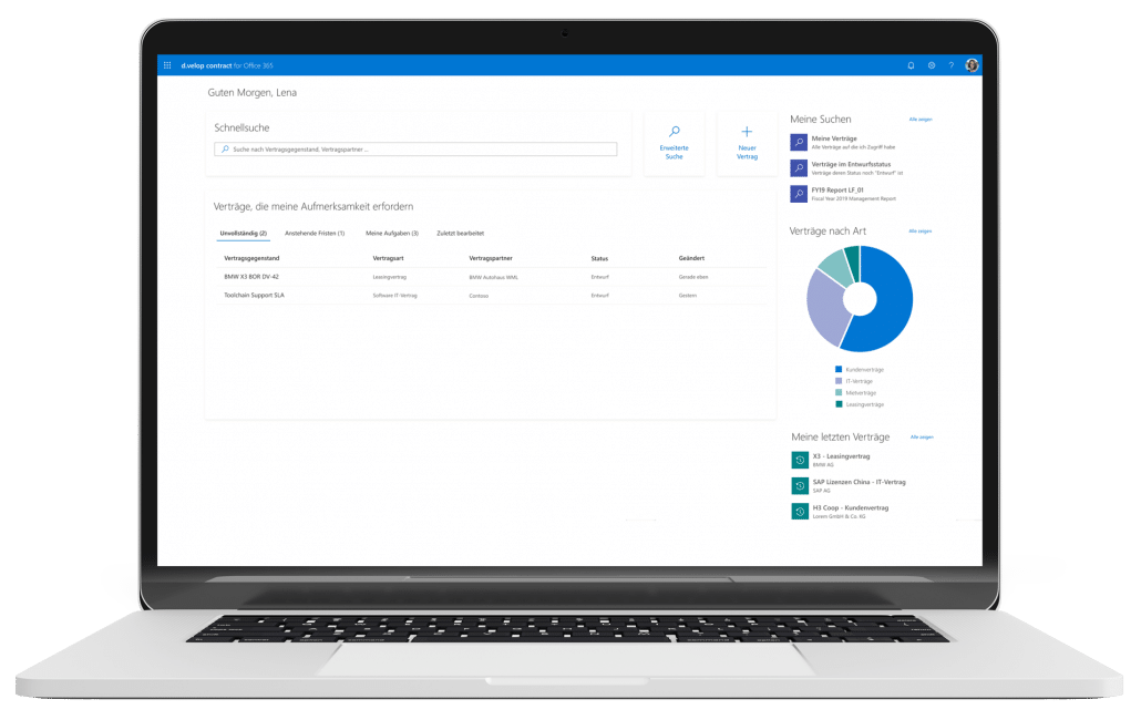 Digitales Vertragsmanagement Dashboard