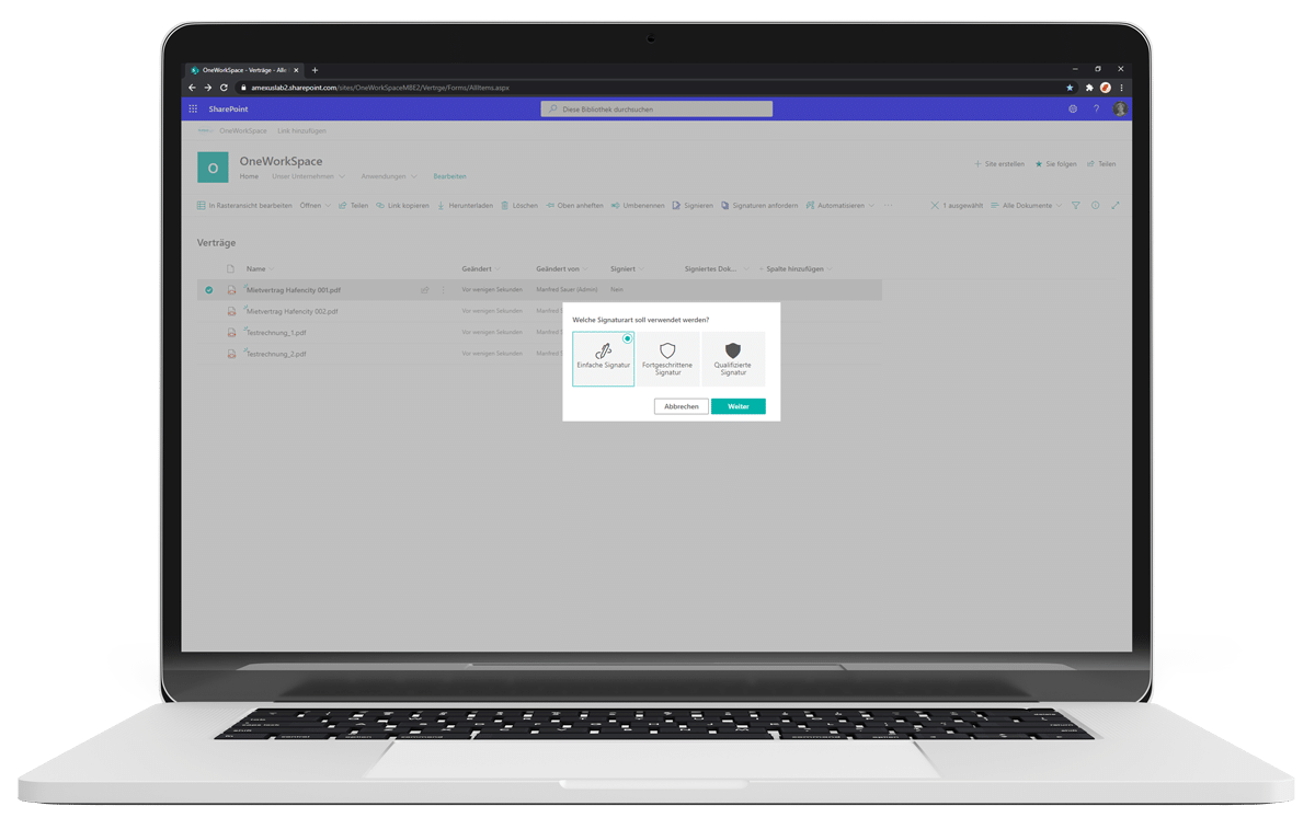 Jederzeit signieren in SharePoint