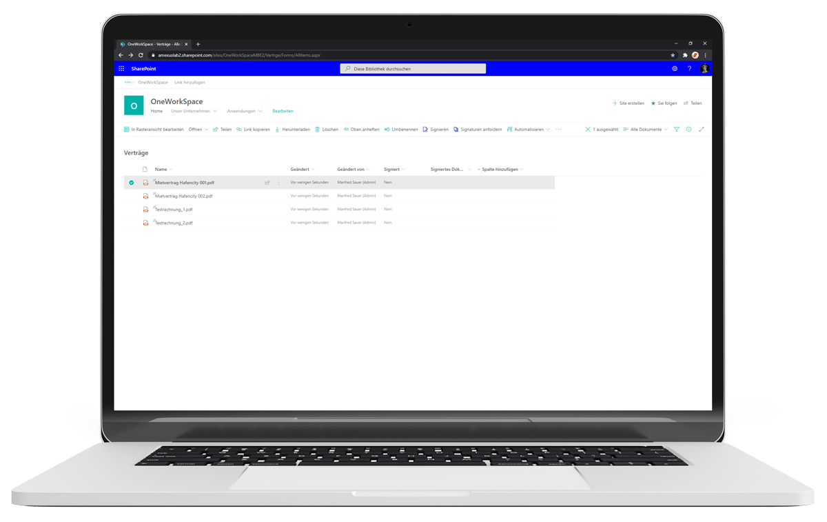 Signaturprozess in SharePoint
