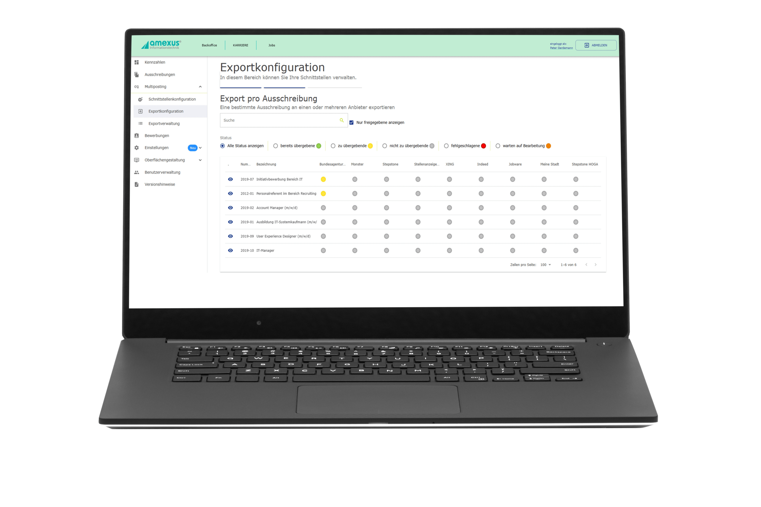 Sage Bewerbermanagement Exportkonfiguration